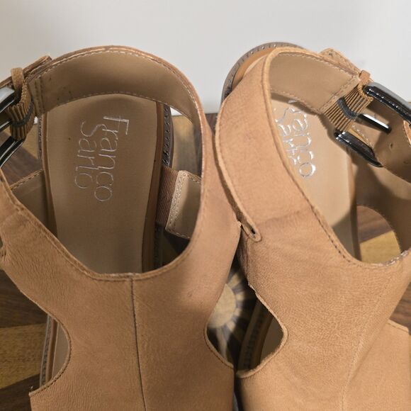 FRANCO SARTO BROWN LEATHER COMFORT SANDALS SIZE 8.5 M Womens Block Heel Boho - Picture 5 of 13